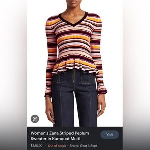 Cinq a Sept Zana Striped Peplum Sweater - new without tags, only tried on.